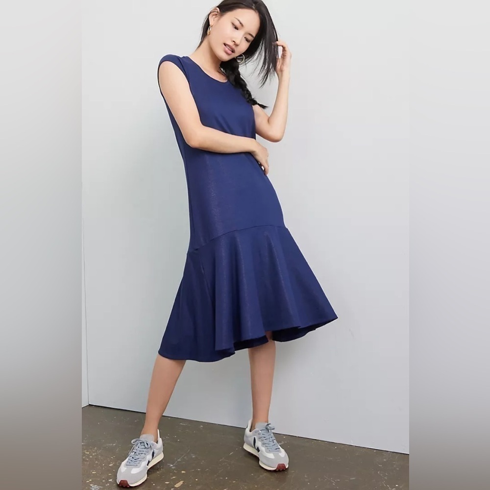 Anthro Maeve • Ismene Navy Midi Dress